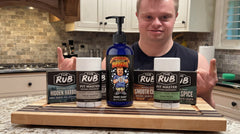 Drew from @down.rightdelicious presenting Drew's Bundle, featuring Wash My Damn Hands soap, natural deodorants, and bar soaps.